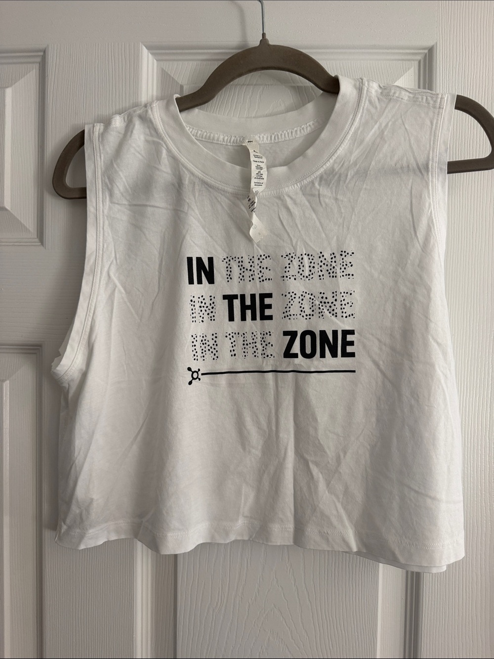 Lululemon Women’s White Graphic Crop Tank Top - In The Zone